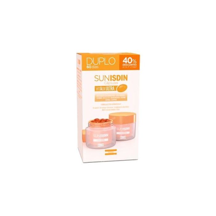 Isdin SUNISDIN Oral Cápsulas Duplo Preparación Solar Antioxidante con Vitaminas C y E, VitAox Ultra 2 x 30 Cápsulas