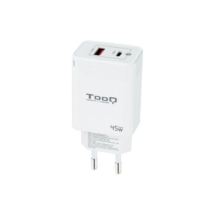 TOOQ CARGADOR DE PARED GaN USB-C/PD + USB-A/QC 45W TOOQ CARGADOR DE PARED GaN USB-C/PD + USB-A/QC 45W
