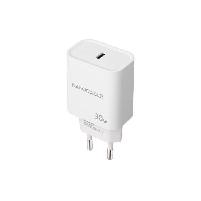 Cargador de Pared Nanocable 10.10.2009/ 1xUSB Tipo-C/ 30W/ Blanco Cargador de Pared Nanocable 10.10.2009/ 1xUSB Tipo-C/ 30W/ Blanco