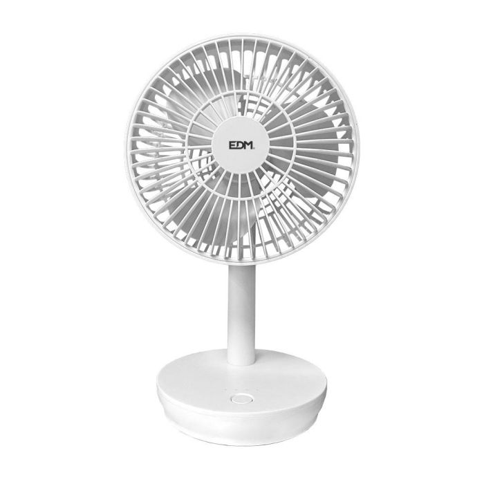 Ventilador de sobremesa recargable blanco potencia: 5w aspas: ø14,5cm 17x13x26cm edm