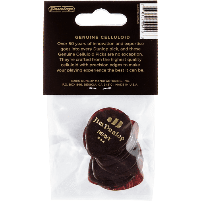 DUNLOP Pack 12 Púas Genuine Celluloid Teardrop Shell - Heavy 4 DUNLOP Pack 12 Púas Genuine Celluloid Teardrop Shell - Heavy 4