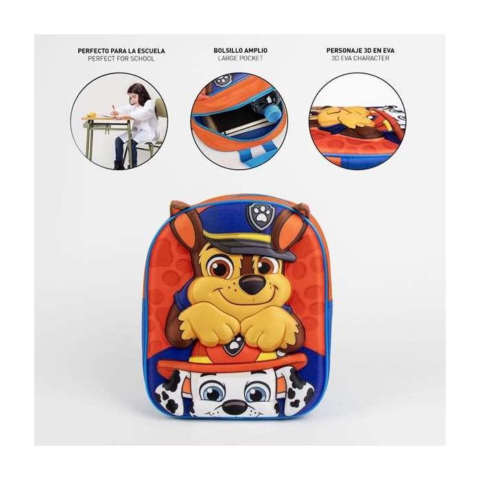 Mochila infantil 3D aplicaciones paw patrol 22.0 x 27.0 x 1.0 cm 3