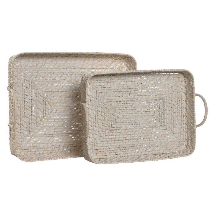 Bandeja Balines DKD Home Decor Blanco Natural 35 x 13 x 45 cm Set de 2 1 Bandeja Balines DKD Home Decor Blanco Natural 35 x 13 x 45 cm Set de 2 1