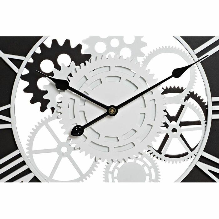 Reloj de Pared DKD Home Decor Blanco Negro Hierro Madera MDF Engranajes 60 x 4 x 60 cm 1