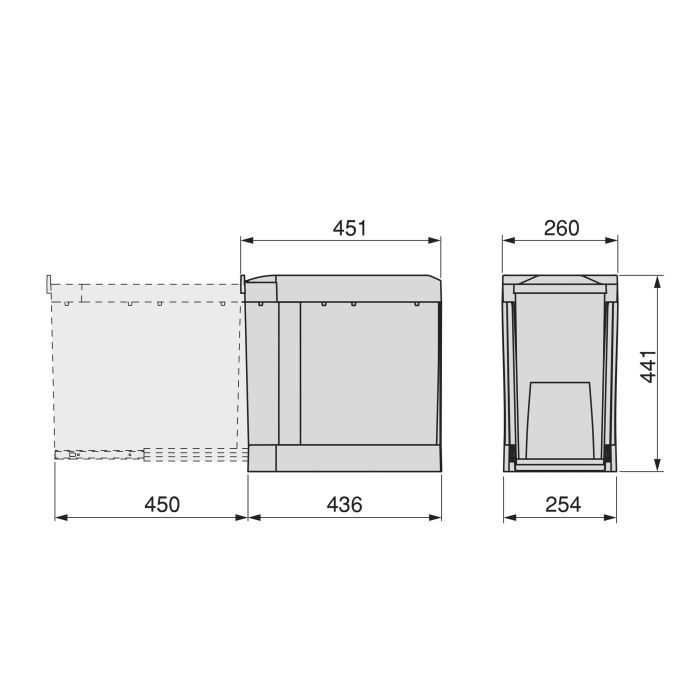 Emuca Contenedores de reciclaje para cocina, 2 x 14L, fijación inferior y extracción automática, Acero y Plástico, Gris antracita 9 Emuca Contenedores de reciclaje para cocina, 2 x 14L, fijación inferior y extracción automática, Acero y Plástico, Gris antracita 9