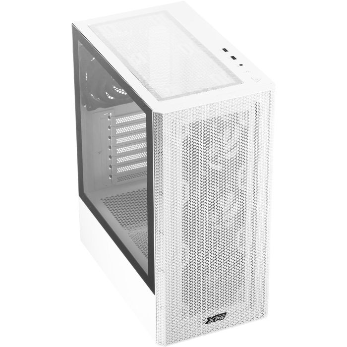 XPG ATX Midi Tower weiß Glas Torre Media Blanca con Panel de Vidrio Templado y 4 Ventiladores de 120mm, Compatible con ATX/mATX/ITX 1