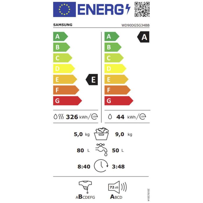 Lavadora - Secadora Samsung WD90DG5G34BBEC 1400 rpm 9kg / 6kg 1