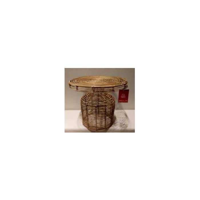 DKD Home Decor Mesita Auxiliar Balines de Ratán Natural 48 Ancho x 45 Alto x 48 Largo cm Doble Cara