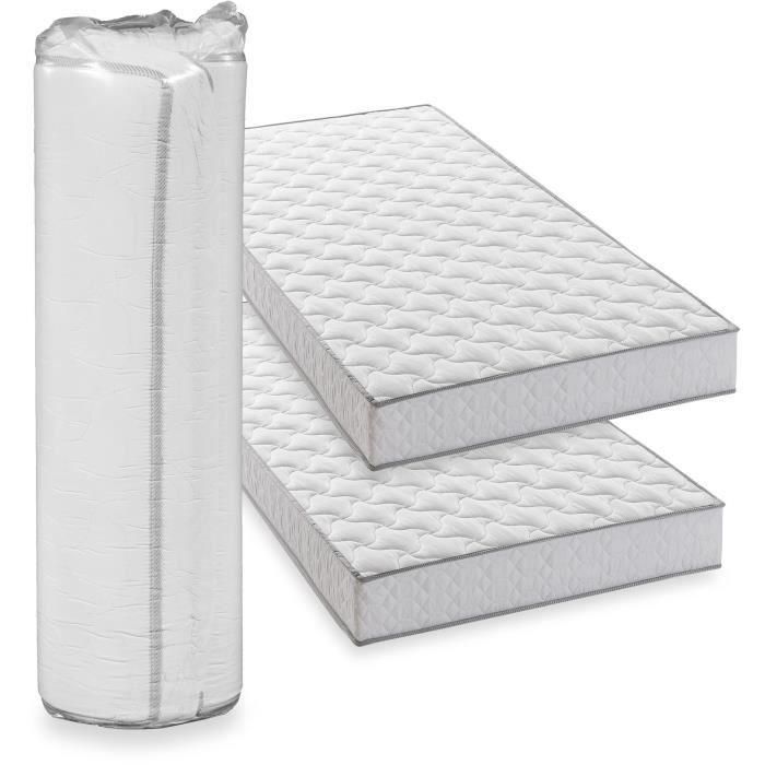 Juego de 2 colchones - 90 x 190 cm - Espuma - 14 cm - 5 zonas de confort - DEKO DREAM - Hahtuva Juego de 2 colchones - 90 x 190 cm - Espuma - 14 cm - 5 zonas de confort - DEKO DREAM - Hahtuva