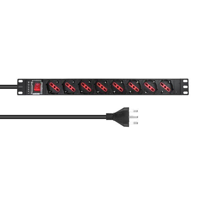 Lanview 19'' rack mount power strip, 2m, 13A with 8 x Schuko/italian type socket Lanview 19'' rack mount power strip, 2m, 13A with 8 x Schuko/italian type socket