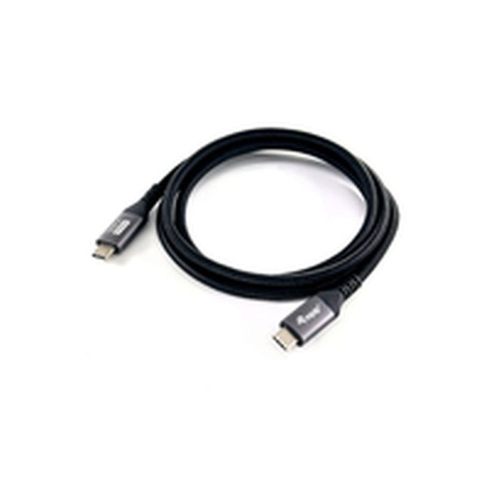 Equip Cable USB-C USB4 Gen3 Macho Macho 40Gbps 8K/60Hz 240W Con Chip E-Mark Color Negro 1.2m Malla algodon trenzado Carcasa Conector Aluminio 13