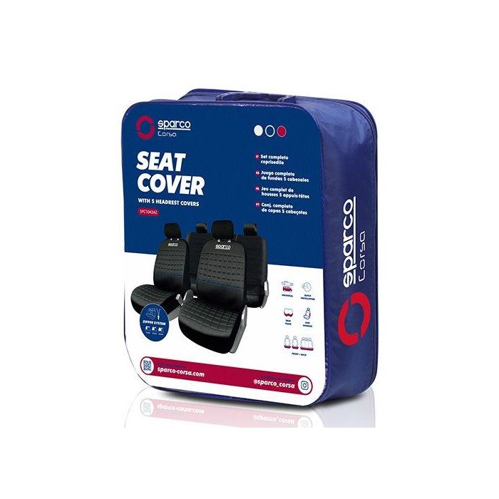 Abc SPC1042AZ Juego Completo Fundas Asiento Lazio Negras y Azules 11 Piezas Compatible Airbag Trasera Partida 1/3 2/3 Poliéster 1 Abc SPC1042AZ Juego Completo Fundas Asiento Lazio Negras y Azules 11 Piezas Compatible Airbag Trasera Partida 1/3 2/3 Poliéster 1