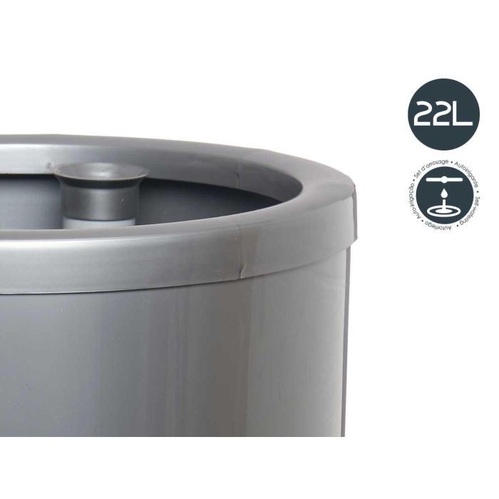 Maceta con reserva de agua Ibergarden 32 cm plata - 22 litros (4 Unidades) 3 Maceta con reserva de agua Ibergarden 32 cm plata - 22 litros (4 Unidades) 3