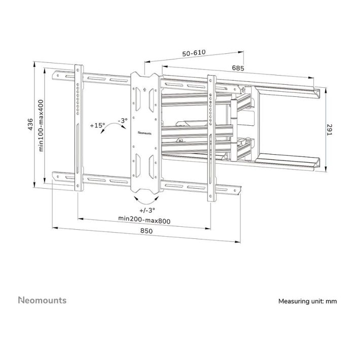 Neomounts WL40S-850BL18 Soporte de Pared para TV de Movimiento Completo para Pantallas de 43-86" - Negro