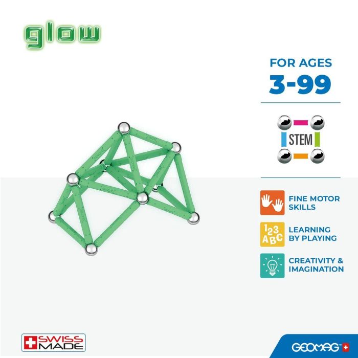 Geomag Set de Construcción Magnético EcoFriendly 42 Piezas Brilla en la Oscuridad - Barras y Esferas 100% Reciclado 1