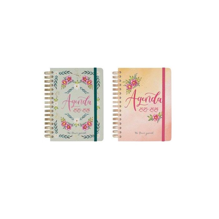 Agenda Escolar (2025-26) Finocam Trendy The Flower Journal Wire-O Tapa Extradura E10 155X212 Con Goma Pack De 4