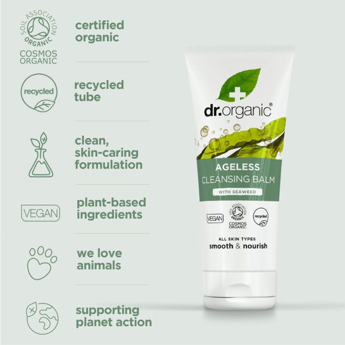 Dr. Organic AGELESS Bálsamo Limpiador Facial con Algas Marinas, Elimina Maquillaje e Hidrata, Para Todo Tipo de Pieles 100 ml 1 Dr. Organic AGELESS Bálsamo Limpiador Facial con Algas Marinas, Elimina Maquillaje e Hidrata, Para Todo Tipo de Pieles 100 ml 1