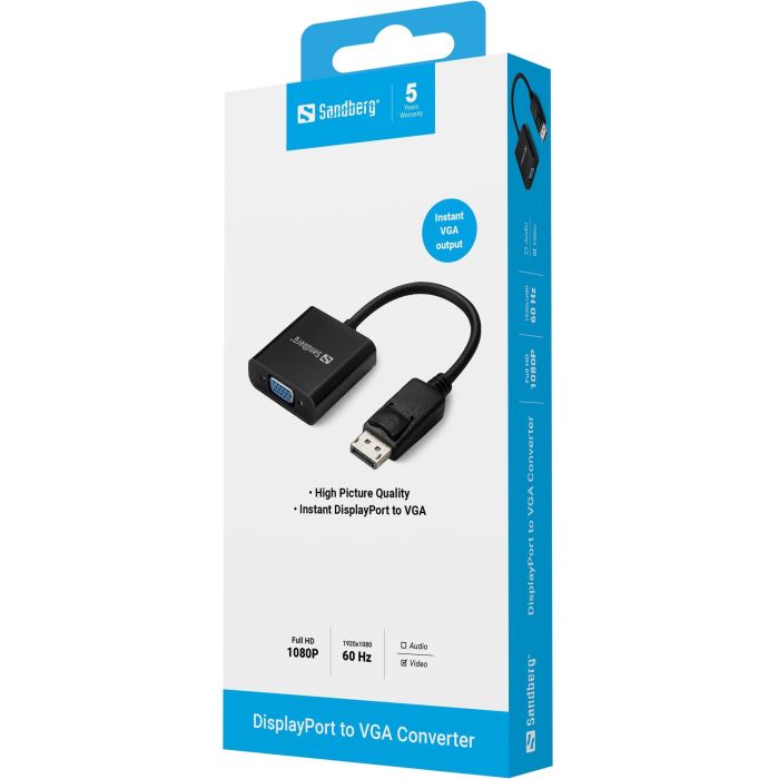 Sandberg Adaptador DisplayPort a VGA para Conexión de Monitor y Vídeo Digital 1 Sandberg Adaptador DisplayPort a VGA para Conexión de Monitor y Vídeo Digital 1
