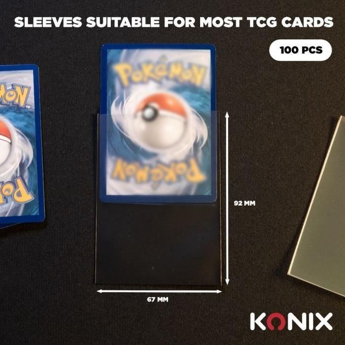 Fundas para cartas - KONIX - Fundas estándar - 100 bolsillos - Compatible con Magic The Gathering y Pokémon - Transparente 3