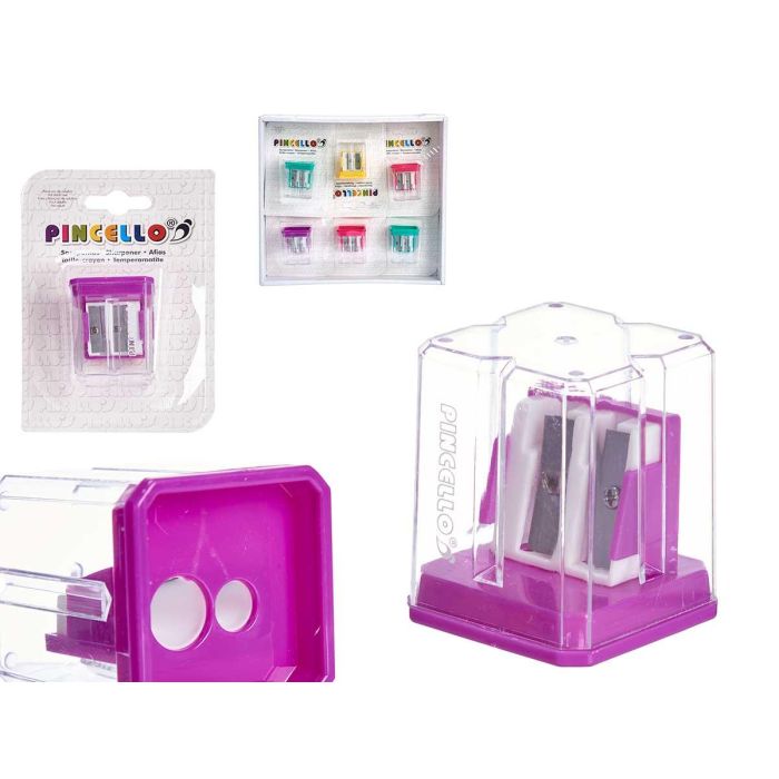Pincello Sacapuntas Doble Cuadradas Surtidos, 9x13x4 cm, Plastico, Colores Amarillo, Morado, Rosa, Verde (24 Unidades) Pincello Sacapuntas Doble Cuadradas Surtidos, 9x13x4 cm, Plastico, Colores Amarillo, Morado, Rosa, Verde (24 Unidades)