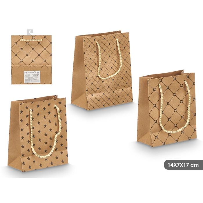 Bolsa Asa Kraft Surtidos Estampados 14X7X17Cm Pincello (48 Unidades) Bolsa Asa Kraft Surtidos Estampados 14X7X17Cm Pincello (48 Unidades)