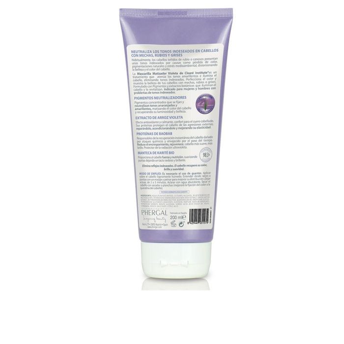 Clearé Institute Mascarilla Matizador Violeta para Cabello Rubio y con Mechas 200 ml 1