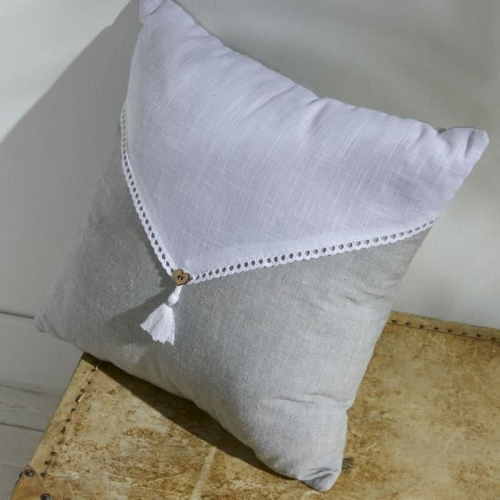 Today TOD1700240999416 Cojín HOY CHARME Textura Slub y Chambray con Pompones Capucune 40x40 cm