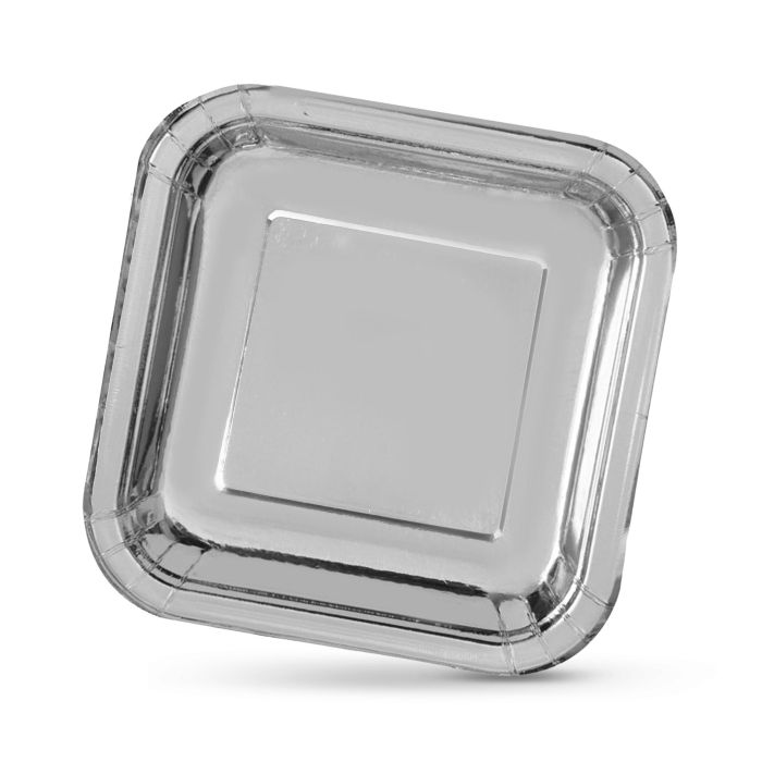 Set de 3 platos cuadrados de cartón plata 26 cm Algon (18 Cajas) 1 Set de 3 platos cuadrados de cartón plata 26 cm Algon (18 Cajas) 1