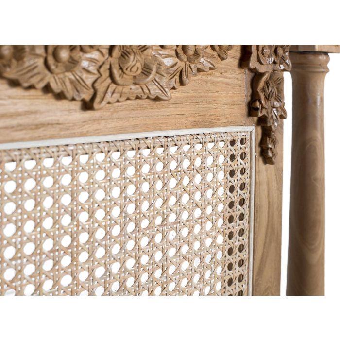 Giner y Colomer Cabecero Madera Maciza de Teca 174 cm con Rejilla Trenzada Natural 4