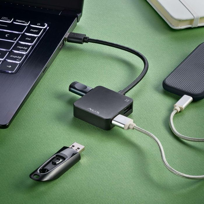 NGS IHUB3.0Tiny/ IHUB3.0TINY - Hub USB 3.0 de 4 Puertos, Alta Velocidad 5Gbps, Compatible USB 3.0/2.0/1.1 para PC/MAC 1