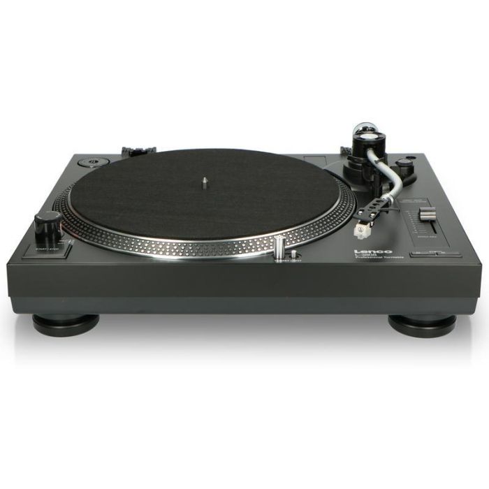 Lenco L-3808 Tocadiscos de tracción directa con USB, control de tono y 33/45 RPM - Negro