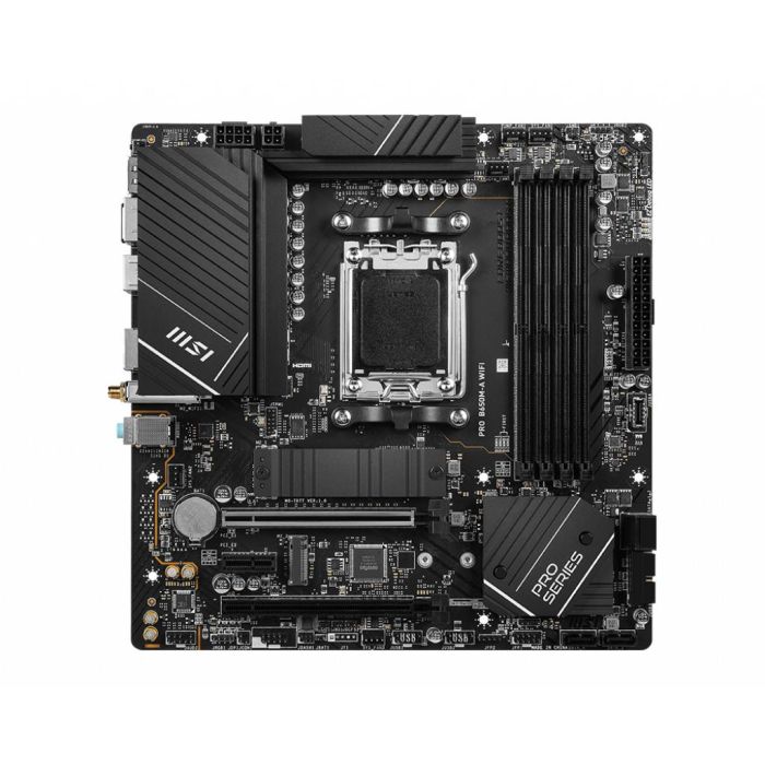 MSI Placa Base Micro ATX AMD B650 Socket AM5 para AMD Ryzen 7000 Series, DDR5, PCIe 4.0, Wi-Fi 6E, Bluetooth 5.3 1