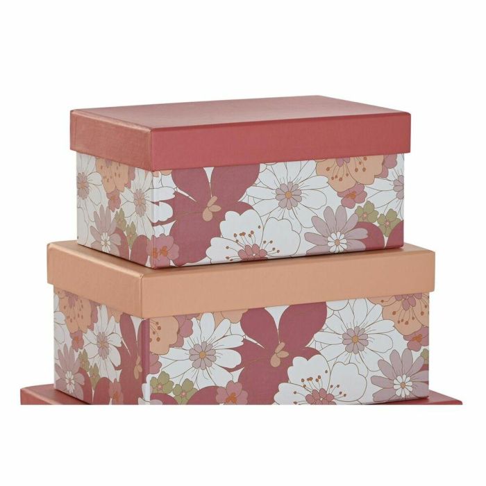 Caja Shabby DKD Home Decor Fucsia Melocoton 33.5 x 15.5 x 43.5 cm Set de 10 1