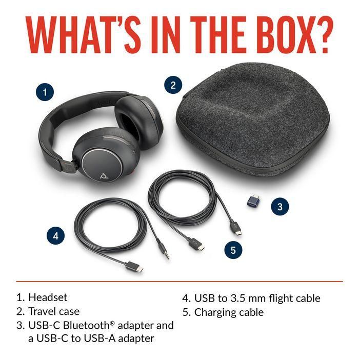 Poly Voyager Surround 80 UC Auriculares Bluetooth Over-Ear con ANC Adaptable, Micrófonos Integrados, USB-C/A para Llamadas y Música 1 Poly Voyager Surround 80 UC Auriculares Bluetooth Over-Ear con ANC Adaptable, Micrófonos Integrados, USB-C/A para Llamadas y Música 1