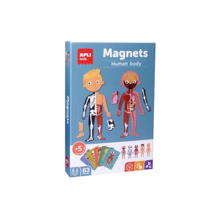 Apli Kids Juego Magnético El Cuerpo Humano 18531 Educativo con 63 Imanes y Escenario Extraíble para Aprender Anatomía +5 Años