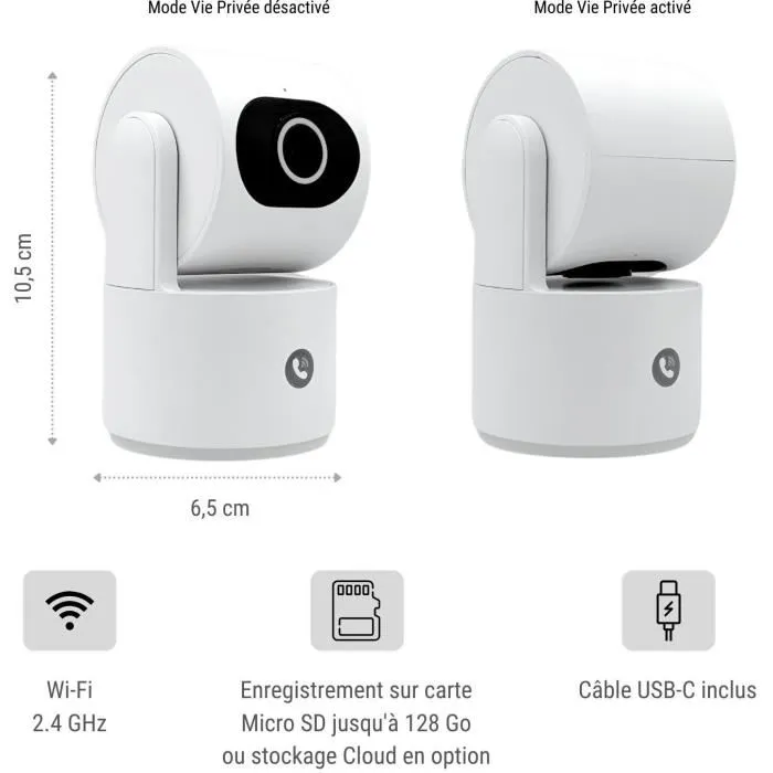 Konyks CAMINI CARE 2 Cámara de Vigilancia Interior Wifi con Sirena y Botón de Videollamada 5