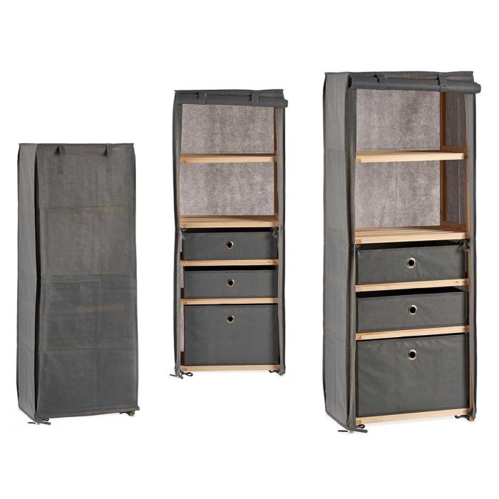 Kipit Estantería de Tela con 3 Cajones Gris 28x113x42 cm (3 Unidades) Kipit Estantería de Tela con 3 Cajones Gris 28x113x42 cm (3 Unidades)