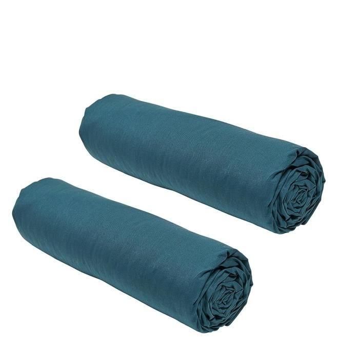 Conjunto de 2 cubiertas de hojas hoy esencial - 140 x 190 cm - 2 personas - 100% algodón - Peacock 1 Conjunto de 2 cubiertas de hojas hoy esencial - 140 x 190 cm - 2 personas - 100% algodón - Peacock 1