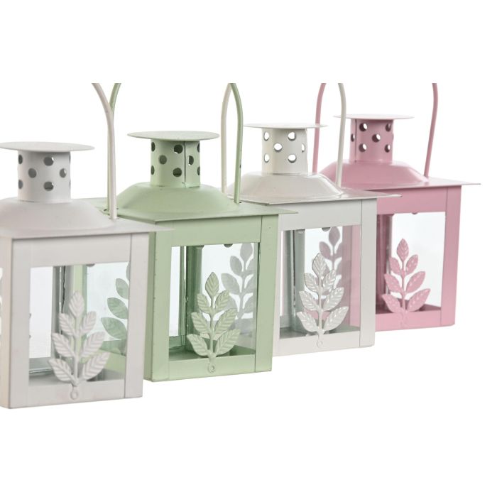 Farola Shabby DKD Home Decor Verde Blanco 7 x 10 x 7 cm Set de 3 (4 Unidades) 1