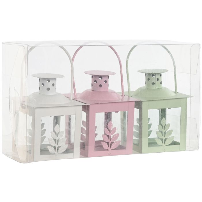 Farola Shabby DKD Home Decor Verde Blanco 7 x 10 x 7 cm Set de 3 (4 Unidades) 3