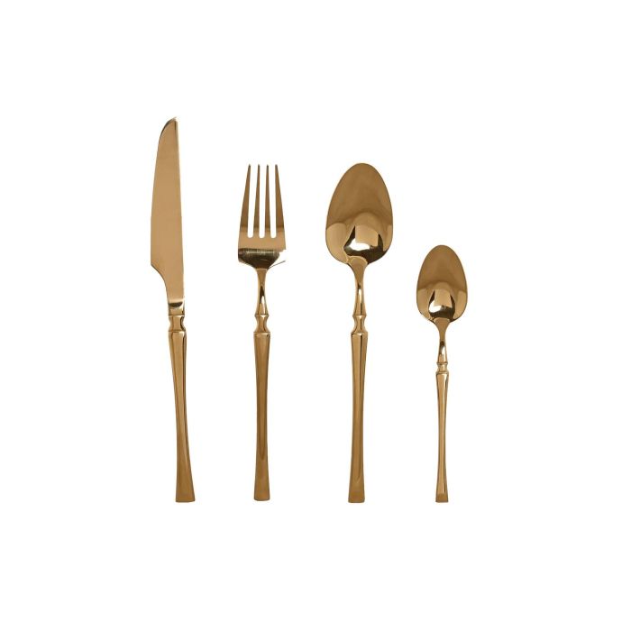 DKD Home Decor Cubertería de Acero Inoxidable Dorado 24 Piezas Colección Básicos, Apto Lavavajillas, 3mm Grosor DKD Home Decor Cubertería de Acero Inoxidable Dorado 24 Piezas Colección Básicos, Apto Lavavajillas, 3mm Grosor