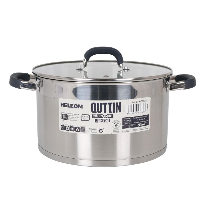 Quttin Olla Acero Inoxidable 26 cm 7.9 L 0.8 mm con Tapa Hele (2 Unidades)