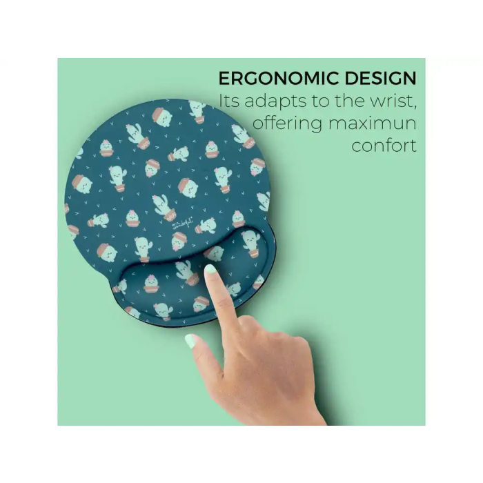Wondee Alfombrilla de Ratón Ergonómica de Gel con Reposamuñecas Cactus 250x230 mm 3