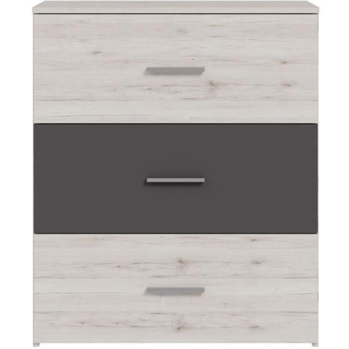 Cómoda ADRIA 3 cajones Roble fresno / Gris liso 75,2 x 41,3 x 89,7 cm 2 Cómoda ADRIA 3 cajones Roble fresno / Gris liso 75,2 x 41,3 x 89,7 cm 2
