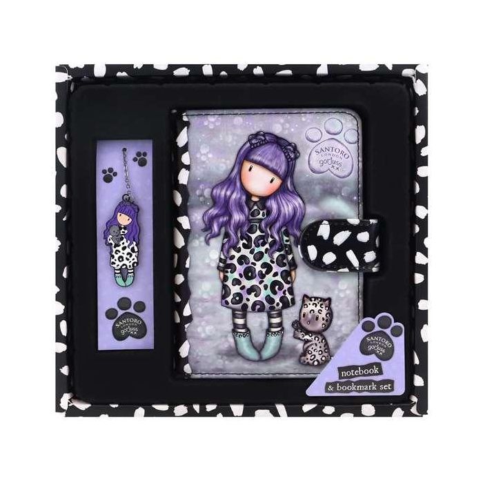 Set de Papelería Gorjuss Smitten kitten Morado Negro Blanco 2 Set de Papelería Gorjuss Smitten kitten Morado Negro Blanco 2