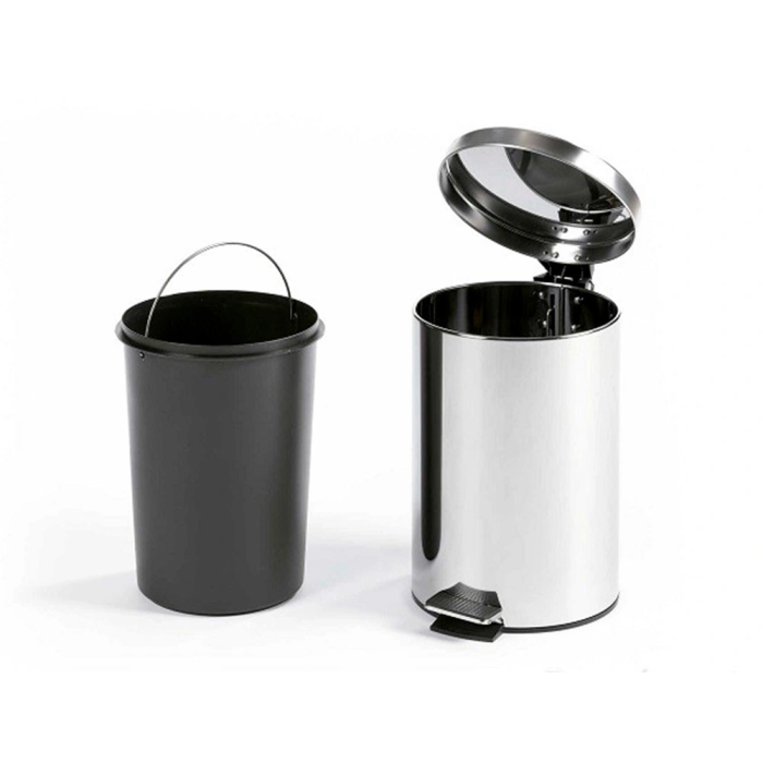 Q-connect Papelera Metal con Pedal Cromada Capacidad 12 Litros 25x38cm 5