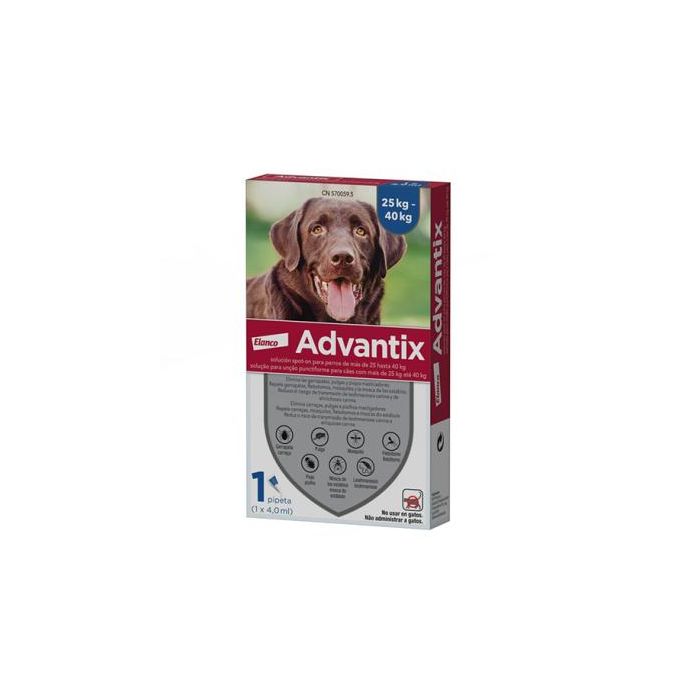 Elanco Advantix Spot On para Perros 25-40 kg, 1 pipeta de 4 mL