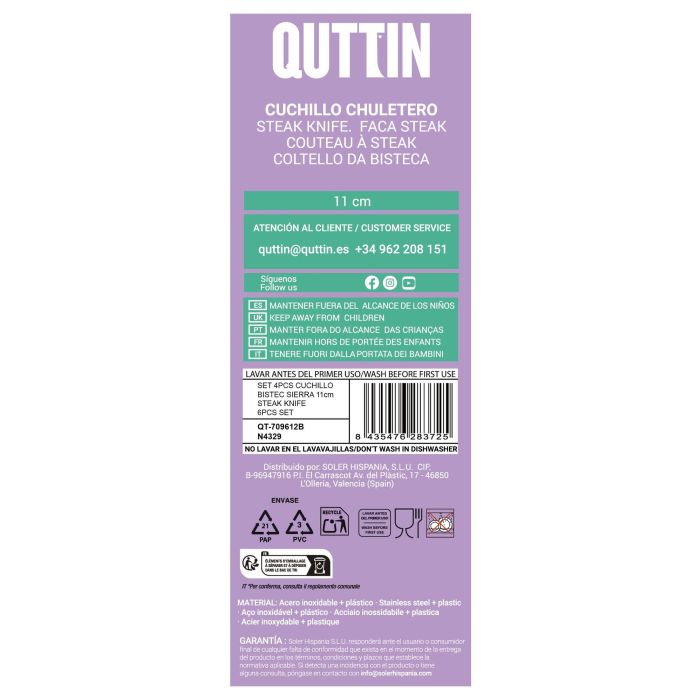 Set de 4 Cuchillos para Bistec Sierra 11 cm - Inde (18 Cajas) 3 Set de 4 Cuchillos para Bistec Sierra 11 cm - Inde (18 Cajas) 3