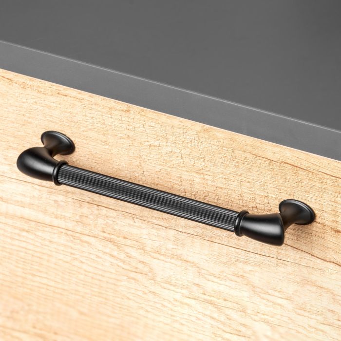 Emuca Lote de 20 tiradores para mueble Suez, L184mm, intereje 160mm, Aluminio, Pintado negro 1