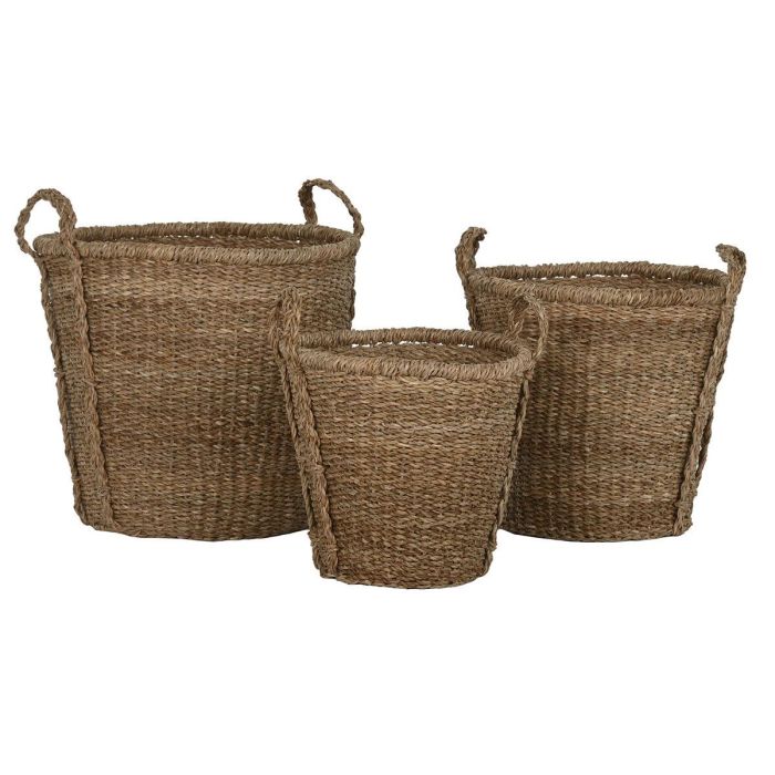 Juego de Cestas Home ESPRIT Natural Hierba marina Boho (3 Piezas)
